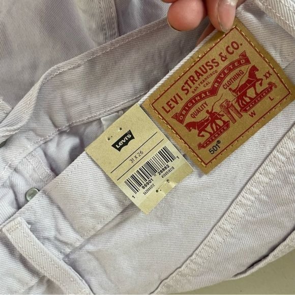 LEVIS WOMENS 501 ORIGINAL CROPPED HIGH RISE WAISTED FITTED STRAIGHT LEG RAW HEM - Picture 6 of 7